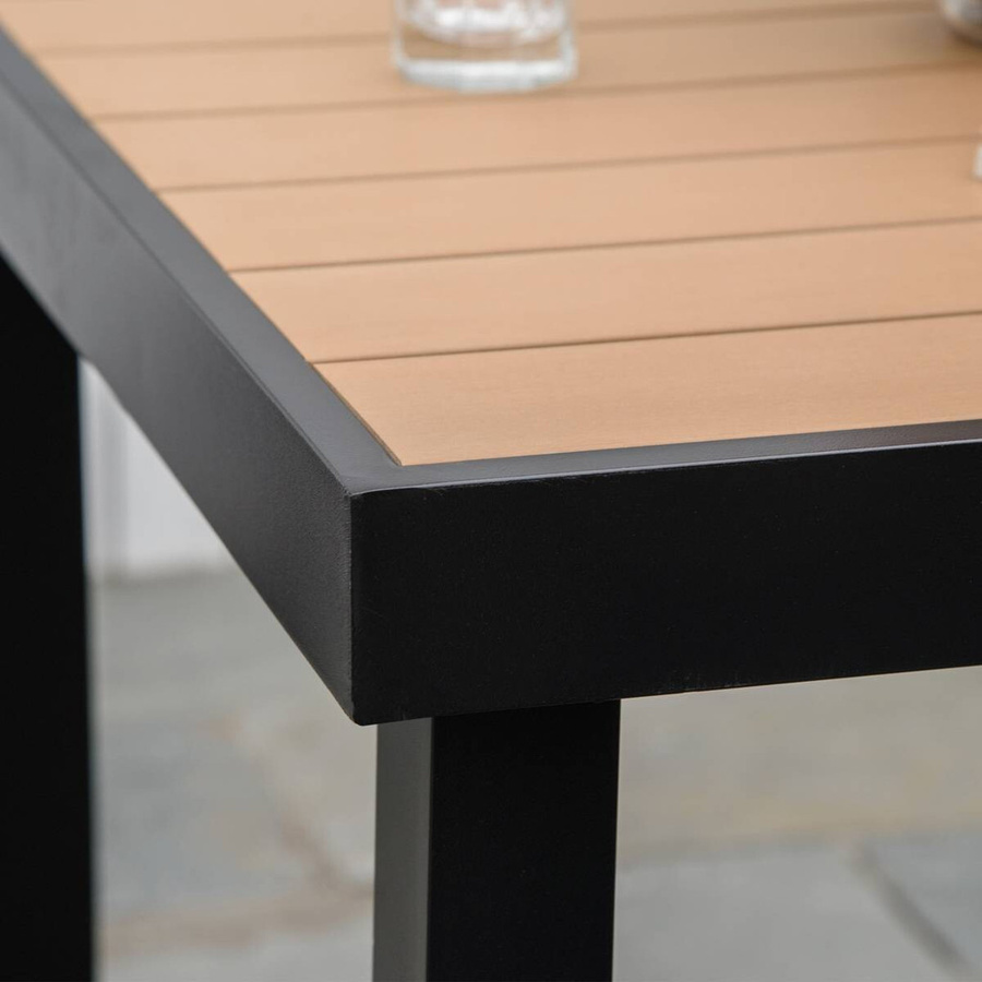 Outsunny Gartentisch für Garten Terrasse und Balkon aus Aluminium und Kunststoff in Beige B/H/T: 80 x 74 x 80 cm - Bild 3