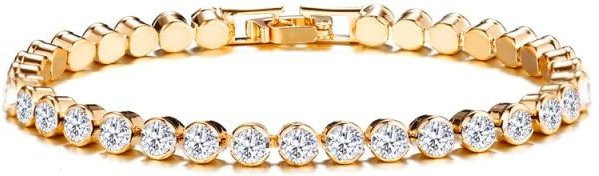 Tennisarmband, Zirkonia, gold, 17 cm, Unisex - Bild 1