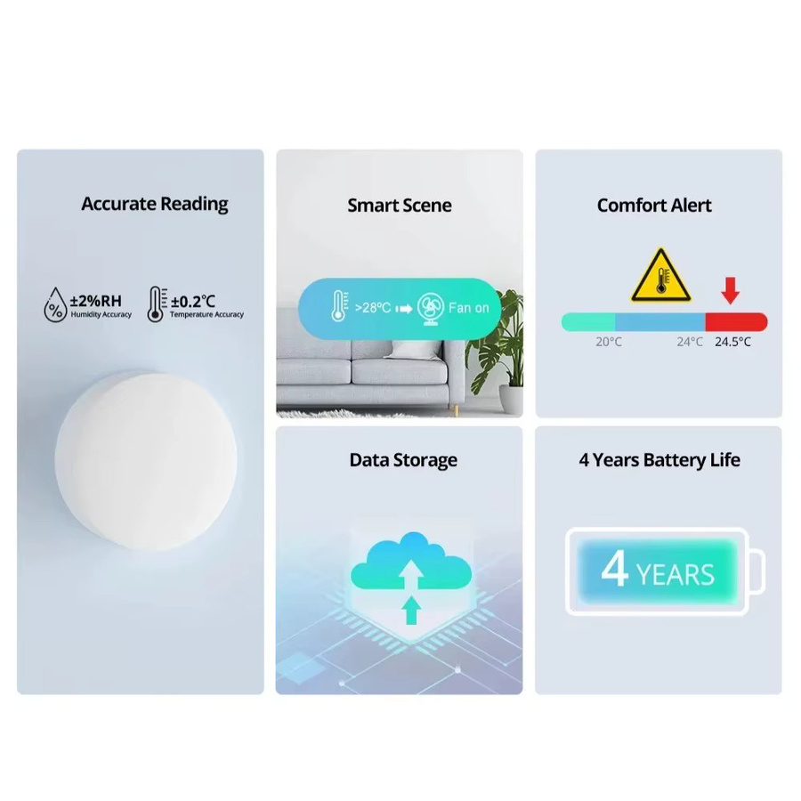 SONOFF SNZB-02P Zigbee Temperatur- und Feuchtigkeitssensor in Weiß, Smart Home Thermometer kompatibel mit Alexa und Google Home - Bild 4