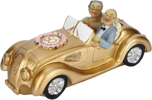 Spardose Oma und Opa von OutsideWorld als dekoratives Automodell aus Harz in Gold, Höhe: 7,5 cm, Breite: 17,0 cm, Tiefe: 6,7 cm - Bild 1