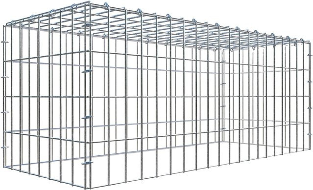 Gabiona C-Ring-Gabione-Anbaukorb Typ 3 in Silbergrau, B/T/H: 40 x 40 x 100 cm, Maschenweite 5 x 10 cm - Bild 1