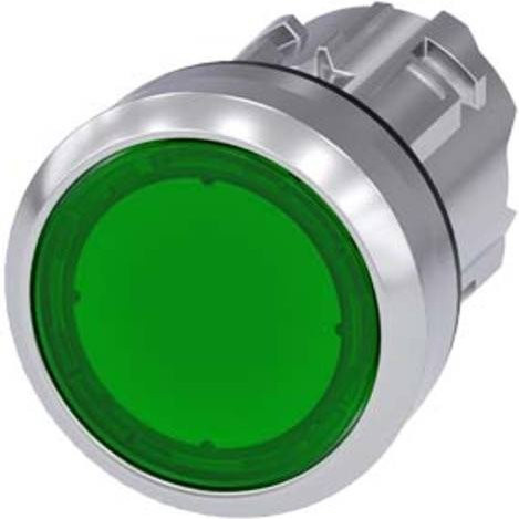 Siemens Leuchtdruckschalter grün Metall IP66 IP67 Durchmesser: 29,5 mm, Höhe: 29,5 mm - Bild 1