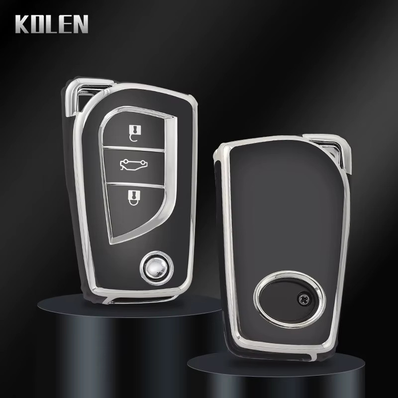 KOLEN TPU Auto Schlüsselhülle Flip Case für Toyota Auris Corolla Avensis Verso Yaris Aygo Scion TC Camry RAV4 in Schwarz - Bild 3