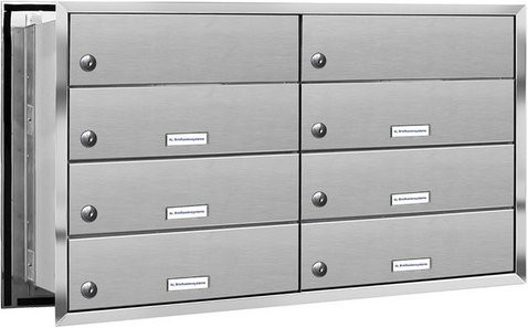 AL Briefkasten-System für 6 Parteien, Mauerdurchwurf, silberfarben, B/H/T: 153,493 x 46,0 x 48,0 cm - Bild 1