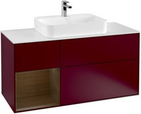 V&B Waschtischunterschrank Finion mit Wandbeleuchtung, Farbe Weiß glänzend, Breite: 120 cm, Höhe: 50,1 cm, Tiefe: 50,1 cm - Bild 1