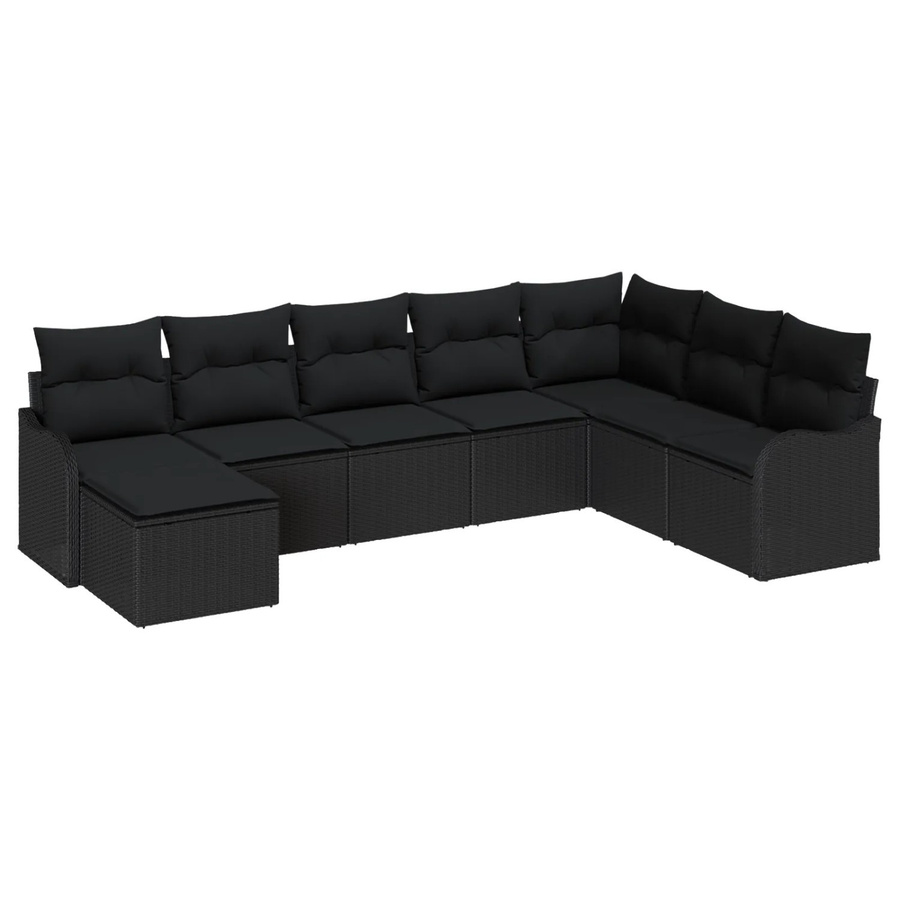 vidaXL 8-teiliges Garten-Sofa-Set aus Poly Rattan mit Kissen in Schwarz - Bild 2