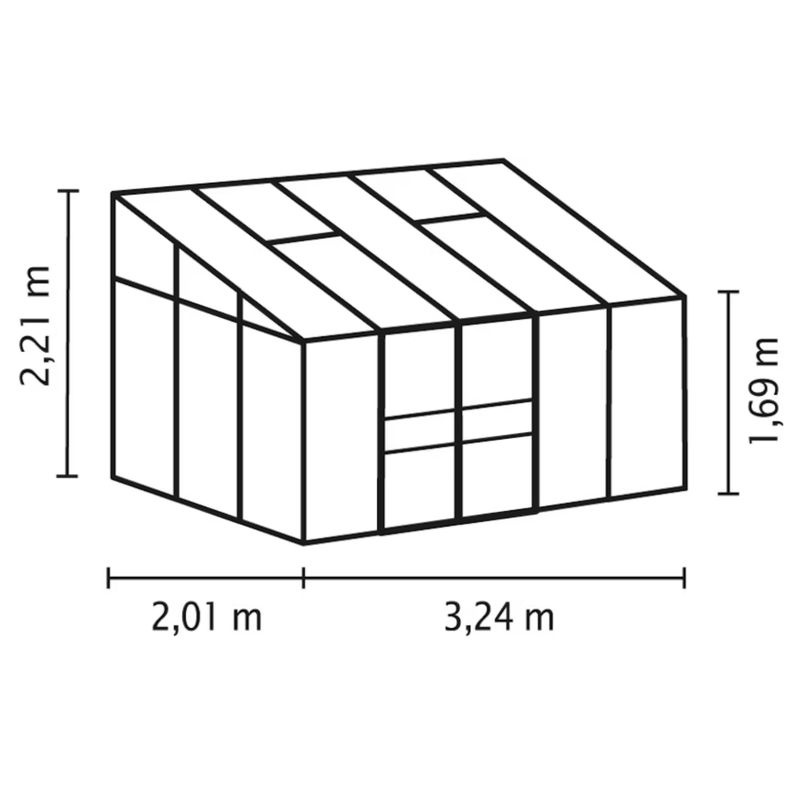 Vitavia Anlehn-Gewächshaus Ida 6500 Schwarz mit 6,5 m² Pultdach, Aluminiumrahmen und Polycarbonat-Verglasung - Bild 2