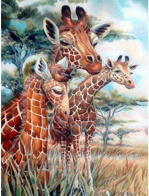 FIYO 5D Diamantmalerei Giraffe mit Rundbohrern als Stickerei im Kreuzstich, mehrfarbig, B/H: 20 x 30 cm - Bild 1
