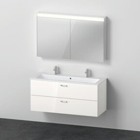 Duravit Möbel-Set XBase mit Waschtischunterbau und Spiegelschrank in Weiß glänzend - Bild 1