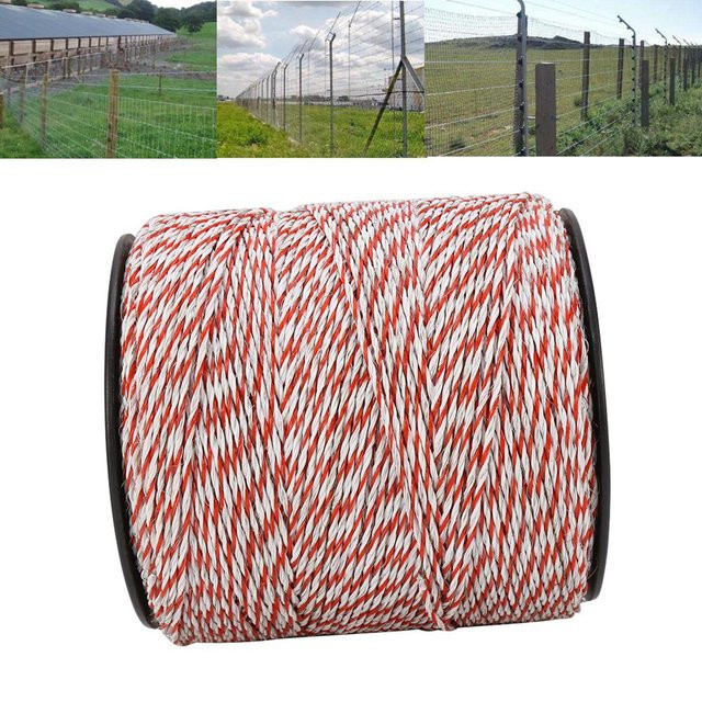 YOSOO Elektrischer Viehzaundraht aus Edelstahl in Weiß und Rot, 500 m Leitfähiges Seil als Rollenzaundraht - Bild 1