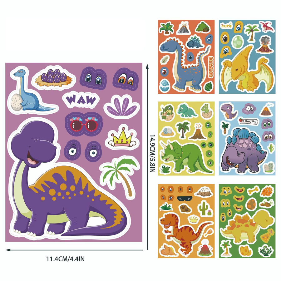 Wasserdichte Dinosaurier Puzzle Aufkleber mit Gesichtern für DIY Dekorationen in Multicolour - Bild 2