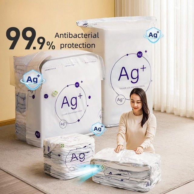 TAILI Antibakterielle Vakuumbeutel aus transparentem Kunststoff zum Komprimieren von Kleidung und Decken ohne Pumpe - Bild 1