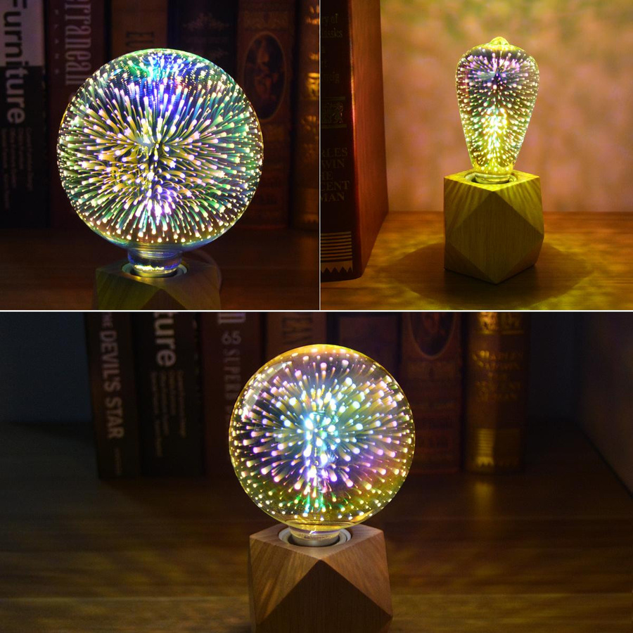 MALITAI LED Edison-Lampe mit 3D-Feuerwerk-Effekt, Vintage Glas-Leuchtmittel E27, warmweiß/multicolour - Bild 3