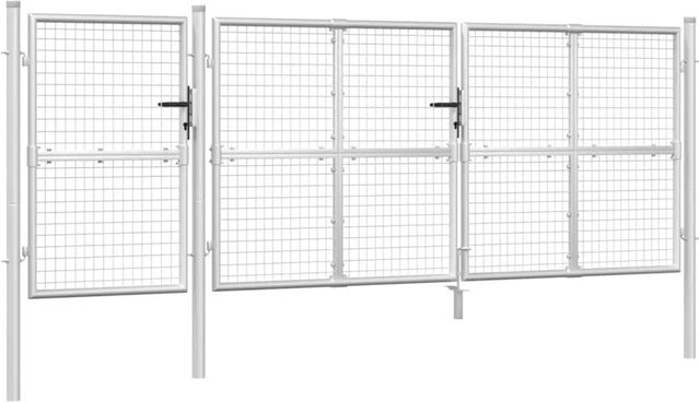 vidaXL Mesh-Doppeltor aus verzinktem Stahl in Silber, B: 400 cm, H: 175 cm - Bild 1