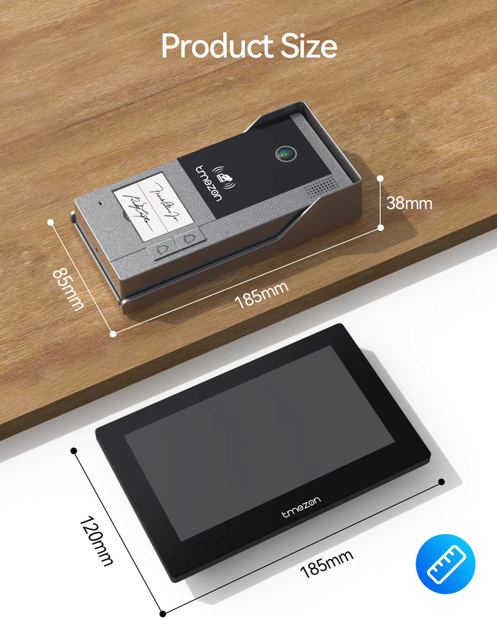 TMEZON WiFi Tuya Video-Gegensprechanlage mit 7 Zoll 1080P Touchscreen und Kamera in Schwarz - Bild 4