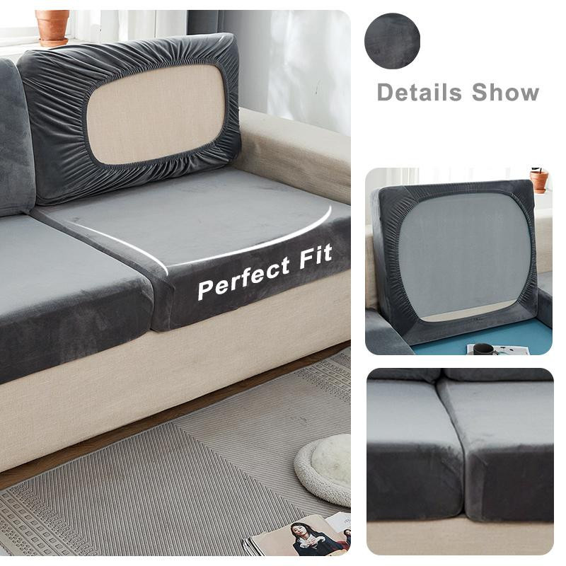Lellen Samt-Sofa-Sitzbezug aus Polyester, weicher Stretch-Couchbezug mit rutschfester Oberfläche, Breite: 165 cm bis 200 cm - Bild 3