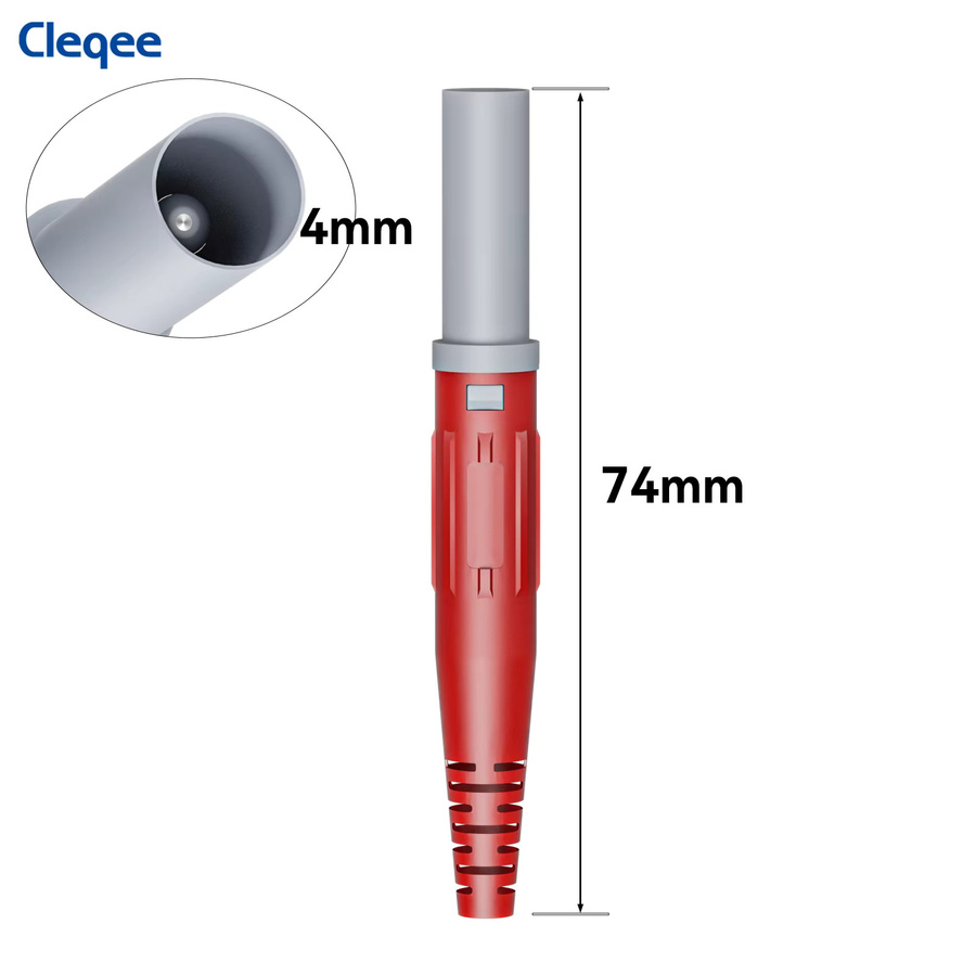 Cleqee P10060 Bananenstecker und Bananenbuchsen 4mm Hochstrom 32A vernickelt mit PA66 Isolierung für elektrische Prüfungen in Rot und Schwarz - Bild 2