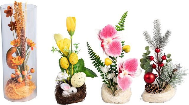 5-teiliges Kunstpflanzen-Arrangement von viva domo in Mehrfarbig für Tischdekoration - Bild 1