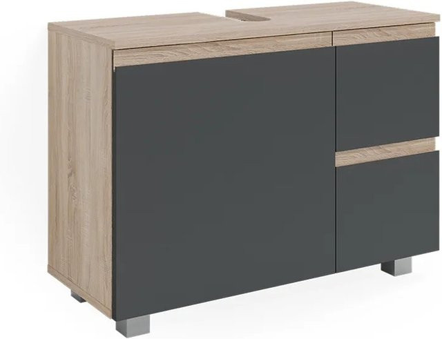 Vicco Waschtischunterschrank J-Shape in Sonoma und Anthrazit, Breite: 80 cm, Tiefe: 61 cm - Bild 2