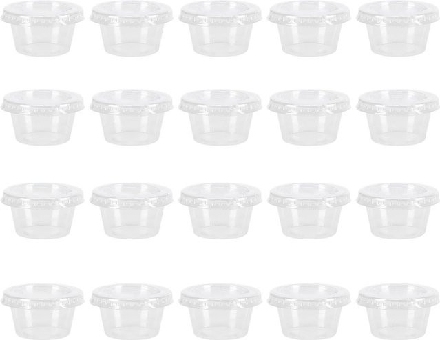 TOMTOP JMS 100 Stück Einweg-Sauce-Verpackungsboxen, rund, transparent, Gewürzbecher mit Deckel, 56 ml - Bild 1