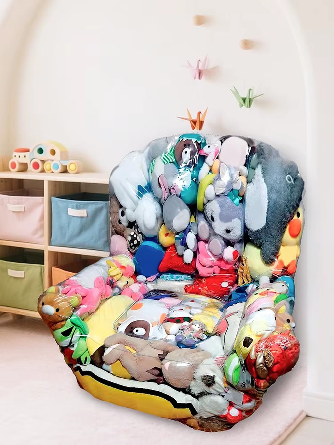 Willkey Stofftier-Stuhlbezug aus transparentem PVC mit Reißverschluss als wasserdichter Aufbewahrungsorganisator für Kleidung und Puppen, Multicolor - Bild 5