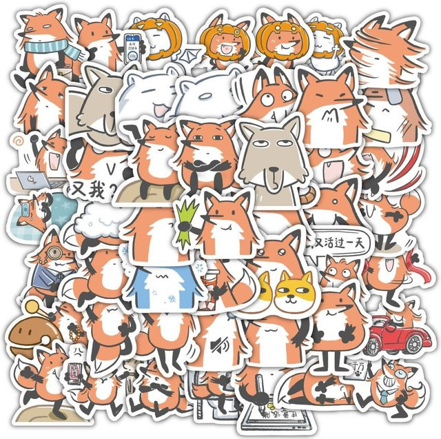 60 Stück niedliche Fuchs-Aufkleber aus Papier in Multicolour von BulingBulingStickers Store - Bild 1