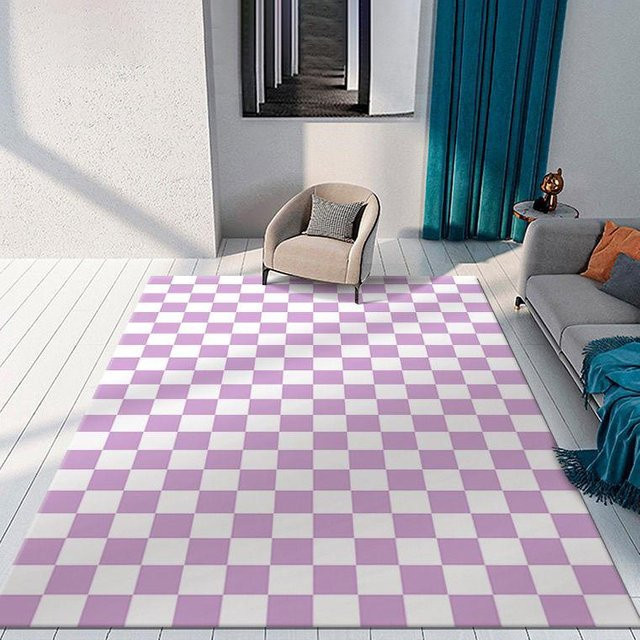 Waschbarer Schachbrett-Teppich von Karpetti in Mehrfarbig für Wohnzimmer und Schlafzimmer, B/B: 80 x 120 cm - Bild 1