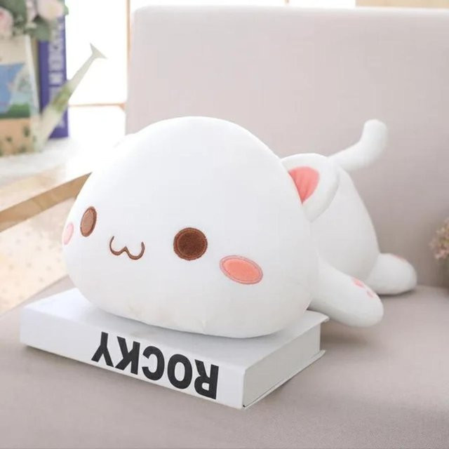 BC Pet Supplies Liegende Katze Plüschtier, 35cm, Weiß - Bild 1