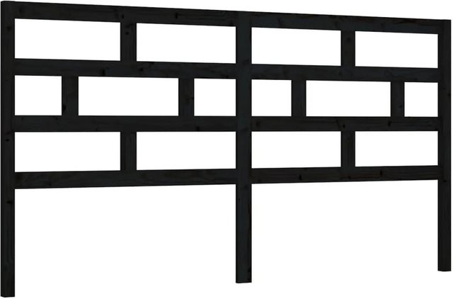 vidaXL Kopfteil aus rustikalem Kiefernholz in Schwarz, B/T/H: 206 x 4 x 100 cm - Bild 1