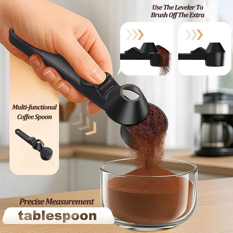 JYN Messlöffel aus Kunststoff in Schwarz für Kaffee, Proteinpulver und Nahrungsergänzungsmittel, auslaufsicher und wiederverwendbar - Bild 2