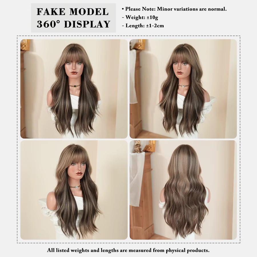 7JHH WIGS Perücke, lange gewellte Ombre-Perücke, schokoladenbraun, Damen - Bild 5