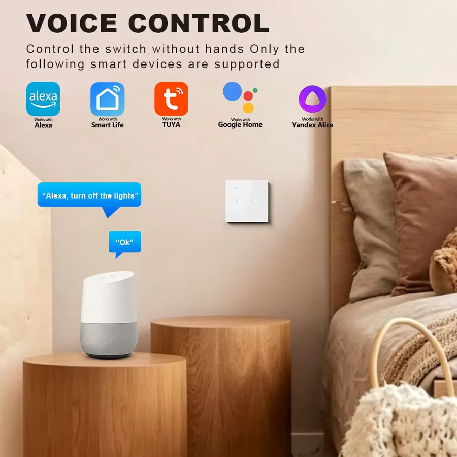 Chevolink Tuya Smart Touch Wandschalter mit LED-Hintergrundbeleuchtung und Lichtsensor, Weiß, kompatibel mit Alexa und Smart Life - Bild 3