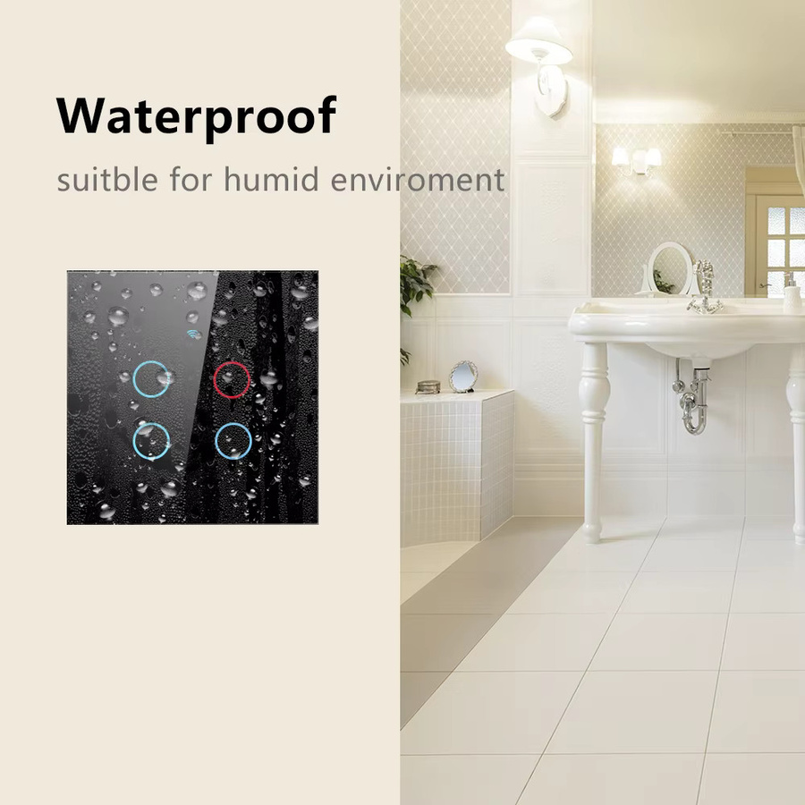 Tuya Smart WIFI Touch Lichtschalter Schwarz, kabelloser LED-Lichtschalter ohne Neutralleiter, kompatibel mit Alexa und Google Home - Bild 3