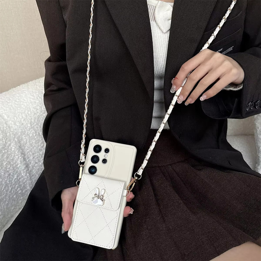 Leder Umhängetasche mit Kartenhalter und Brieftasche als Handyhülle für Samsung Galaxy A07 A17 A56 A26 A16 A36 A55 A54 A53 A52S A35 A34 A15 A06 A05 in Weiß - Bild 1