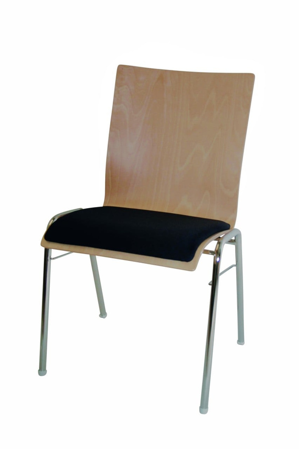 Stapelstuhl Straight von BIGBOXX mit Sitzpolster in Schwarz - Bild 1
