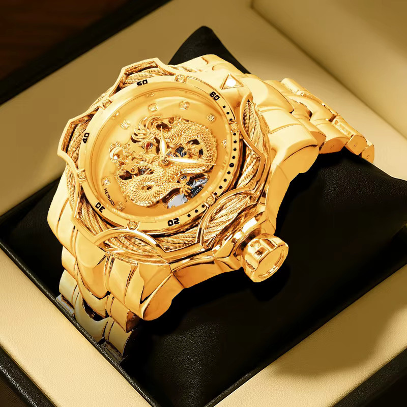 MEIRUIQI Armbanduhr, Automatik, Edelstahl, Gelbgold, Herren - Bild 2