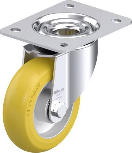 Blickle Stahlblech-Lenkrolle LK-ALTH 125K-3-CO in Silber und Gelb mit 125 mm Rad-Durchmesser und einer Tragfähigkeit von 350 kg - Bild 1