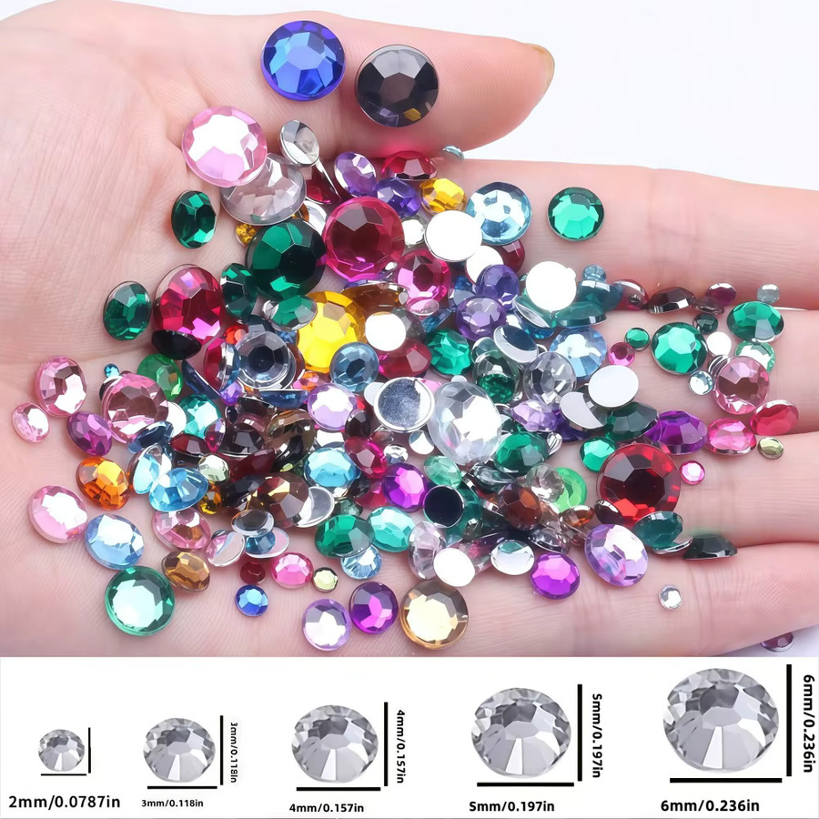 Kristall-Strasssteine mit silbernem Boden für Näharbeiten und Nagelkunst, 2–6 mm, in Silber, Beige und Multicolour - Bild 1