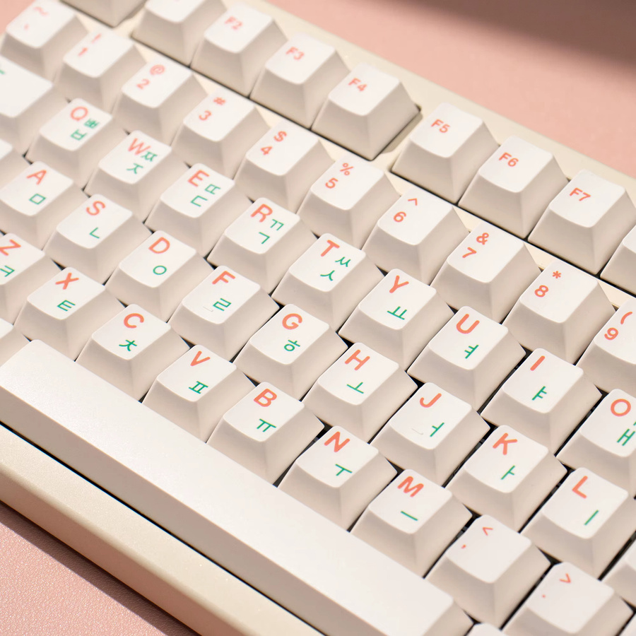 Venit Keys Tastenkappen-Set mit 144 PBT-Tasten im Cherry Profile, Dye-Sublimated, Rot-Grüne Schrift für MX mechanische Tastaturen, Korea und Englisch Layout - Bild 2