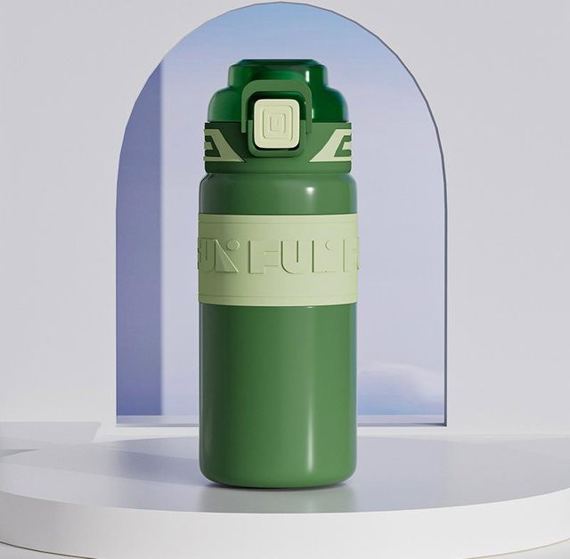 Yiran Furniture Thermosbecher aus Edelstahl mit Federdeckel und Doppelwand für Outdoor und Sport, 580 ml - Bild 1