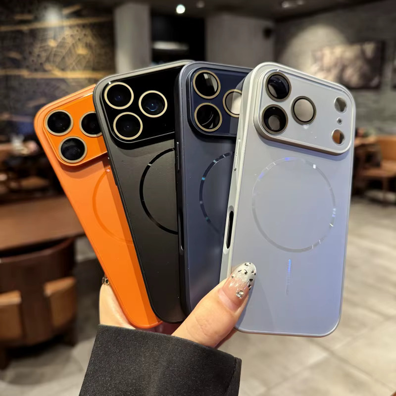 AG Matte Large Window Case für iPhone 17 Air, 16, 15 und 14 Pro Max mit MagSafe Unterstützung und Wireless Charging, Acryl Laser Armor Cover in Orange - Bild 3