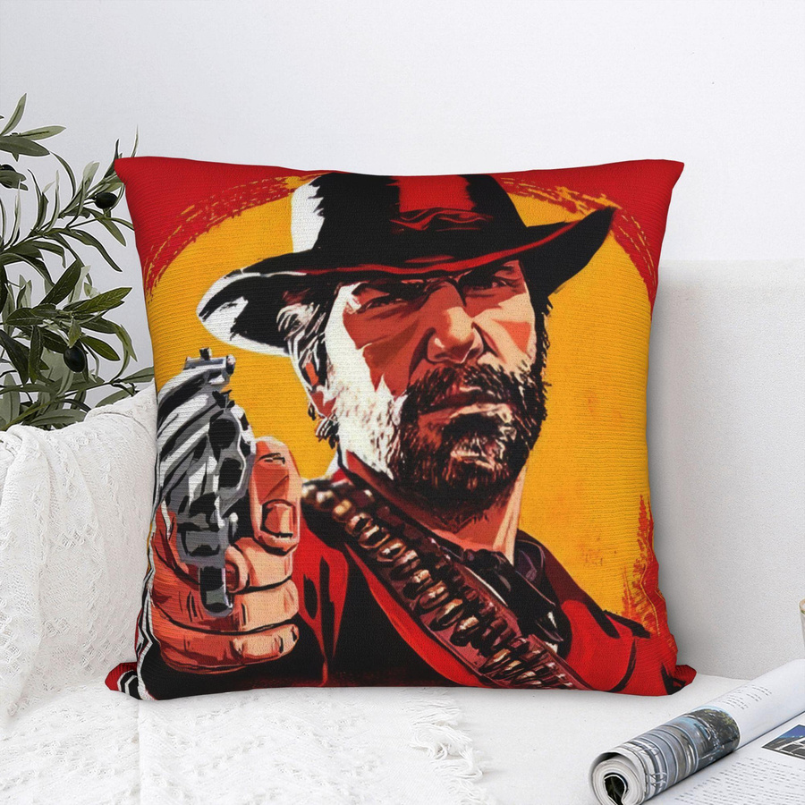 BNYNGFN Home Dekorative Kissenbezüge RDR2 Arthur Morgan US-Westen Cowboy Design, quadratische Kissenhülle mit Reißverschluss, B/T/H: 45,7 x 45,7 cm - Bild 4