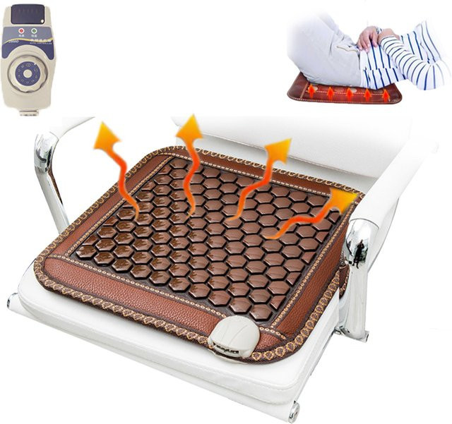 VamsLuna Jade Turmalin Massage-Sitzkissen mit Smart Timer, Fernbedienung und Konstanttemperatur-Heizfunktion in Braun - Bild 1