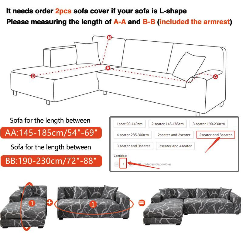 WEN-july Stretch-Sofabezug Set mit geometrischem Design, 2er-Pack elastische und rutschfeste Bezüge für 1-Sitzer Sofas aus 100% Polyester - Bild 4