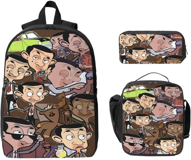 Mr Beans Merch Rucksack-Set für Schulkinder mit Federmäppchen und Brotdose, 3-teiliges Set, mehrfarbig - Bild 1