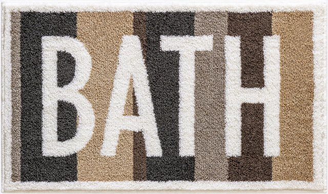 Rutschfeste Badematte aus Polyacryl in Grau und Multicolour mit Streifenmuster, geeignet für Fußbodenheizung - Bild 1