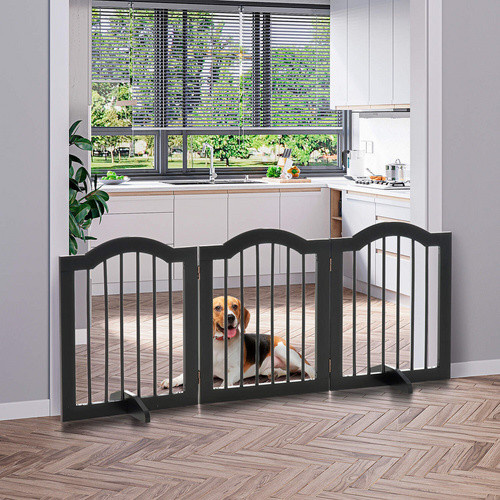 PawHut Absperrgitter 3-teilig aus Holz in Schwarz, B/H/T: 29,5 x 154,5 x 61 cm - Bild 6