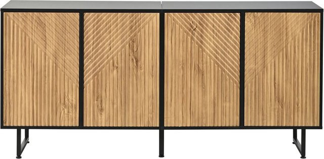 Merax Sideboard Modern in Schwarz und Braun mit Holzoptik, B/T/H: 160 x 40 x 75 cm - Bild 1