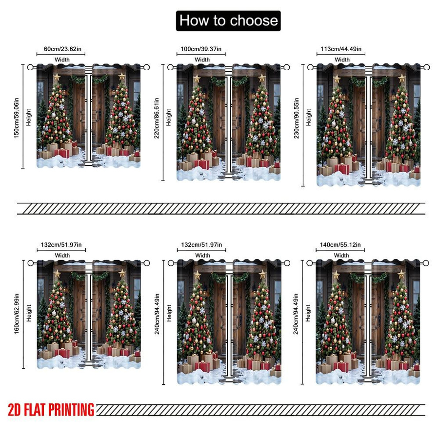 Set aus 2 weihnachtlichen Fenstervorhängen mit Frohe Weihnachten Motiv von Tonnika Chen, Polyester, Breite: 100 cm, Höhe: 70 cm - Bild 2