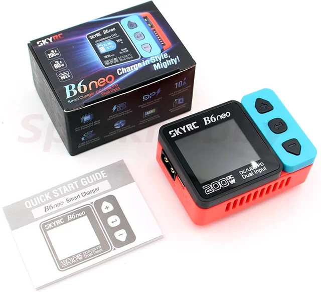 SkyRC B6neo Smart Balance Ladegerät mit DC-200W und PD-80W USB-C Interface in Blau für RC Racing Drohnen und Flugzeuge - Bild 1